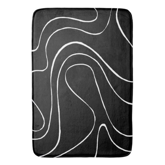 Tapis De Bain Ebb et flux 2 - Noir sur blanc (devant Vertical)