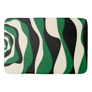 Tapis De Bain Ebb et flux 4 en vert, crème et noir