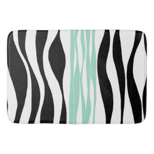 Tapis De Bain Ebb et flux - Mint vert, blanc et noir