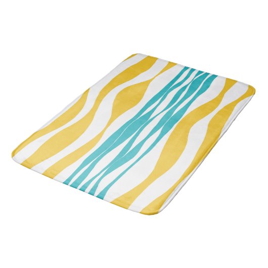 Tapis De Bain Ebb et flux - Turquoise & Jaune (Angle)