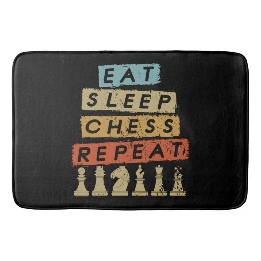 Tapis De Bain Échecs - Mangez le sommeil Échecs Répéter (Devant)