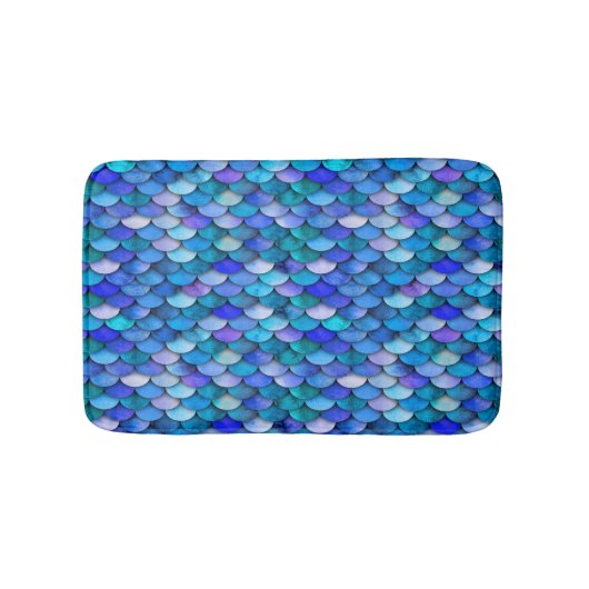 Tapis De Bain Échelles de sirène bleue et violette (Devant)