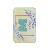 Tapis De Bain #Échelles de sirène #Monogram Aquarelle Ombre Flor (Devant (Vertical))