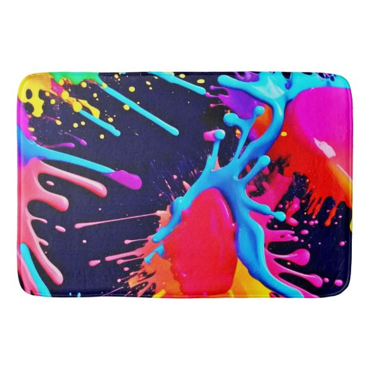 Tapis De Bain Éclaboussures électriques de couleurs vives (Devant)