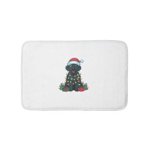 Tapis De Bain Éclairage Noël Chapeau noir Golden Retriever Chien
