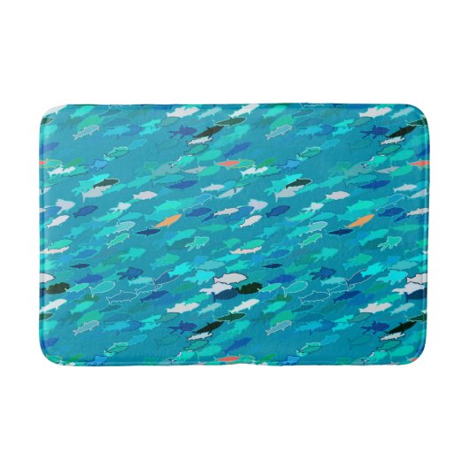 Tapis De Bain École de Poissons, Turquoise, Bleu et Aqua (Devant)