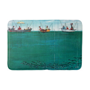 Tapis De Bain École des poissons parmi des lignes par Thornton