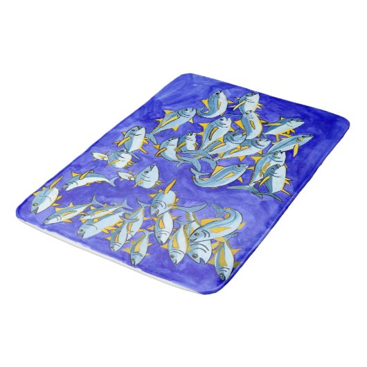Tapis De Bain École heureuse de thon de truite saumonnée (Angle)