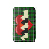Tapis De Bain Écossais Terrier/coeur rouge/plaid vert d'île (Devant (Vertical))