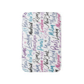 Tapis De Bain Ecrit à la main les villes célèbres du Motif mondi (Devant (Vertical))