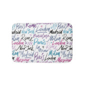 Tapis De Bain Ecrit à la main les villes célèbres du Motif mondi (Devant)