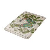 Tapis De Bain écriture bohème papillon botanique français (Angle)