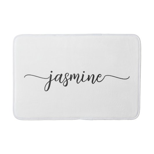 Tapis De Bain Écriture de nom en monogramme girly blanc minimali (Devant)