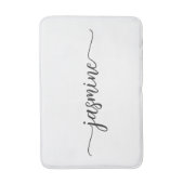 Tapis De Bain Écriture de nom en monogramme girly blanc minimali (Devant (Vertical))
