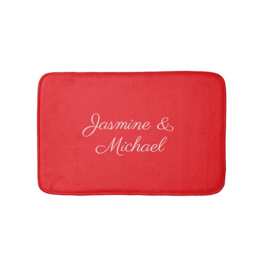 Tapis De Bain Écriture manuscrite rouge et blanc Mariage (Devant)