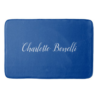 Tapis De Bain Écriture professionnelle minimaliste Nom bleu