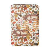 Tapis De Bain Écureuils d'automne et flore automnale sur le blan (Devant (Vertical))
