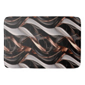Tapis De Bain Effet 3D Abstrait noir, argent et cuivre (Devant)