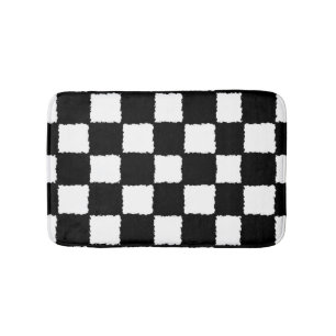 Tapis De Bain Effet Checkered noir et blanc d'éclaboussure