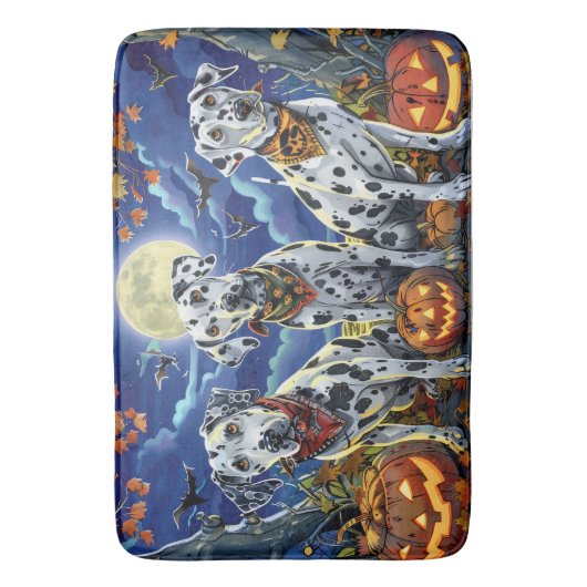 Tapis De Bain Éffrayant d'Halloween dalmate (devant Vertical)