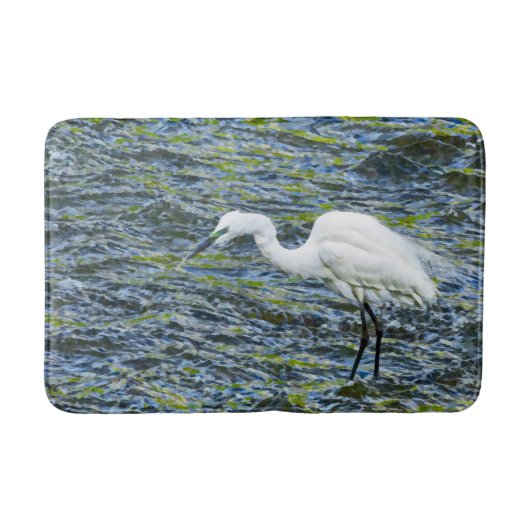 Tapis De Bain Egret neigeux Stork Lake Oiseau blanc (Devant)