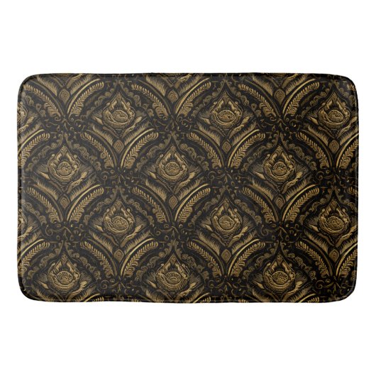Tapis De Bain Élégance de Damas Or de Minuit (Devant)