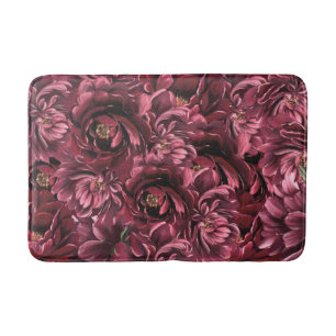 Tapis De Bain Élégance des fleurs bordeaux