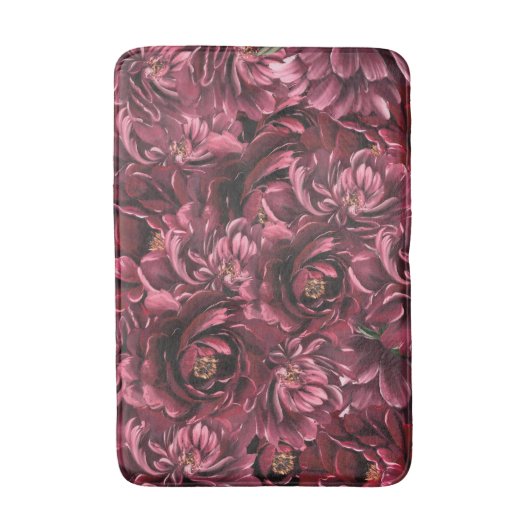 Tapis De Bain Élégance des fleurs bordeaux (Devant (Vertical))