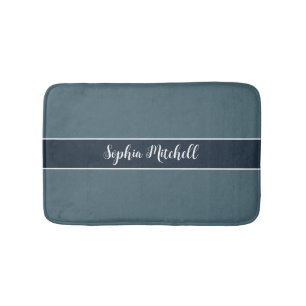 Tapis De Bain Élégance Muette - Ardoise Bleue Nom Mat