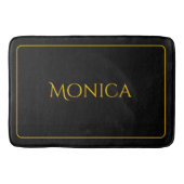 Tapis de bain élégant à monogramme noir et jaune (Devant)
