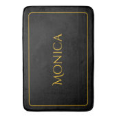 Tapis de bain élégant à monogramme noir et jaune (devant Vertical)