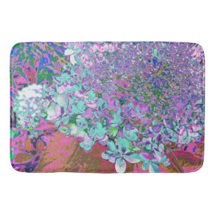 Tapis De Bain Elegant Aqua et Purple Limelight Hydrangea Détail
