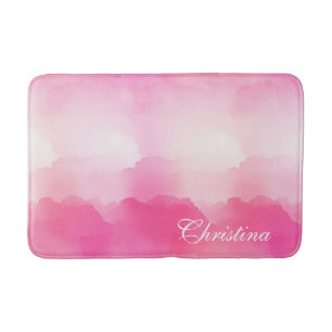 Tapis De Bain Élégant Aquarelle rose chaud Splash Personnalisé