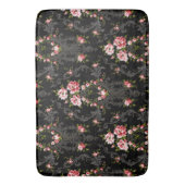 Tapis De Bain Élégant Arrière - plan Floral-Noir de Rococo (devant Vertical)