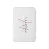 Tapis De Bain Élégant blanc blanc blanc clair rose Script Monogr (Devant (Vertical))