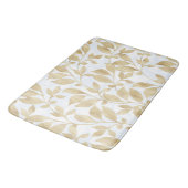 Tapis De Bain Elégant Blanc Or Feuille verdure Botanique (Angle)