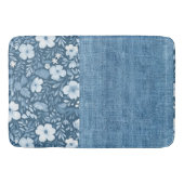 Tapis De Bain Elégant Bleu Botanique Faux Denim Look (Devant)