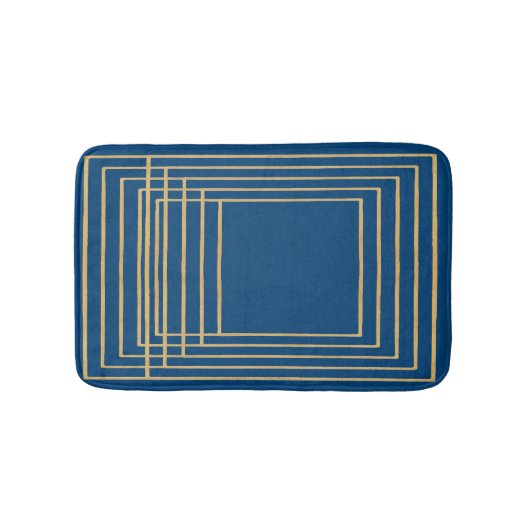 Tapis de bain élégant bleu et or (Devant)
