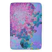 Tapis De Bain Élégant bleu foncé et lumière magenta Hydrangea (devant Vertical)
