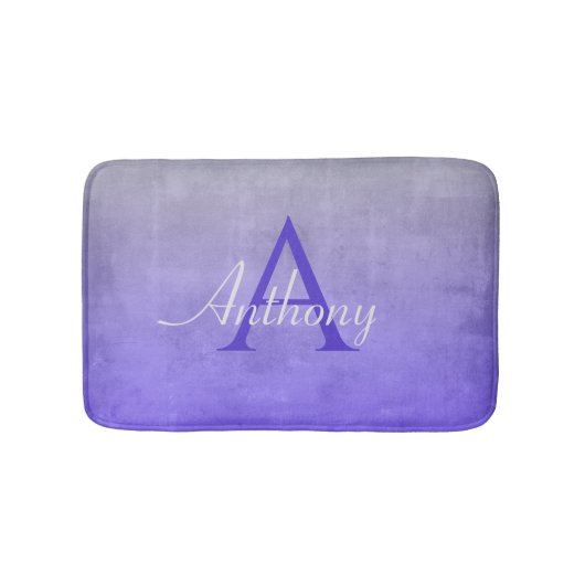 Tapis De Bain Élégant bleu gris rustique nom Abstrait monogramme (Devant)