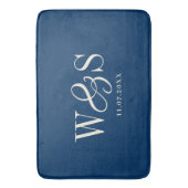 Tapis De Bain Elégant bleu marine couple mariage initial (devant Vertical)