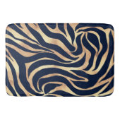 Tapis De Bain Elégant bleu marine Gold Zebra Imprimer (Devant)
