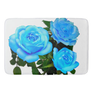Tapis De Bain Elégant bleu turquoise rose bleu floral bleu fleur
