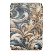 Tapis De Bain Elegant Blue Beige Baroque Swirl Pattern (devant Vertical)