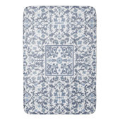 Tapis De Bain Elegant Blue Graphic Floral Pattern (devant Vertical)