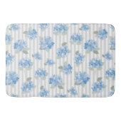Tapis De Bain Elegant Blue Hydrangea Pattern Gray Stripe  (Devant)
