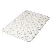 Tapis De Bain Elégant Chic Géométrique Blanc Or (Angle)