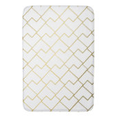 Tapis De Bain Elégant Chic Géométrique Blanc Or (devant Vertical)