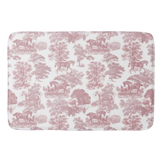 Tapis De Bain Elégant Chic Rose Rustique Horses Toile (Devant)