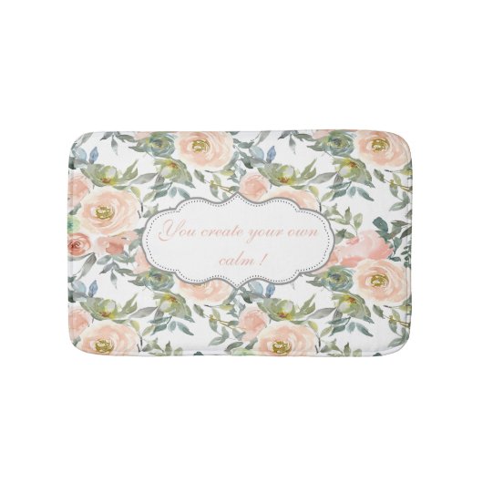 Tapis De Bain Élégant Chic Roses, Message de Motivation (Devant)